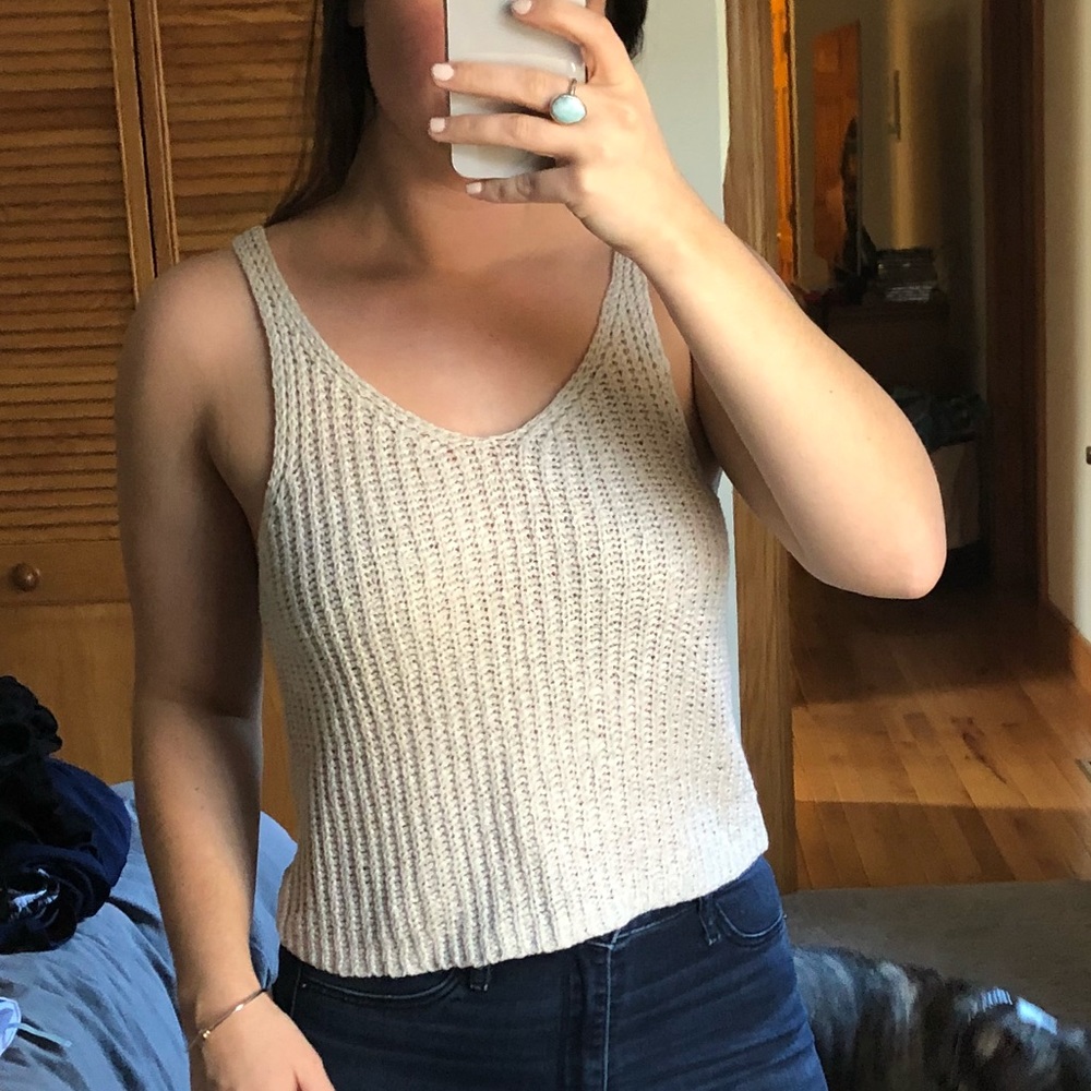 Oatmeal knit crop tank